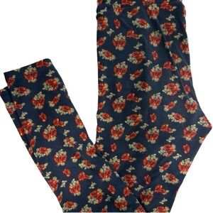 LuLaRoe Floral Leggings - Blue and Red